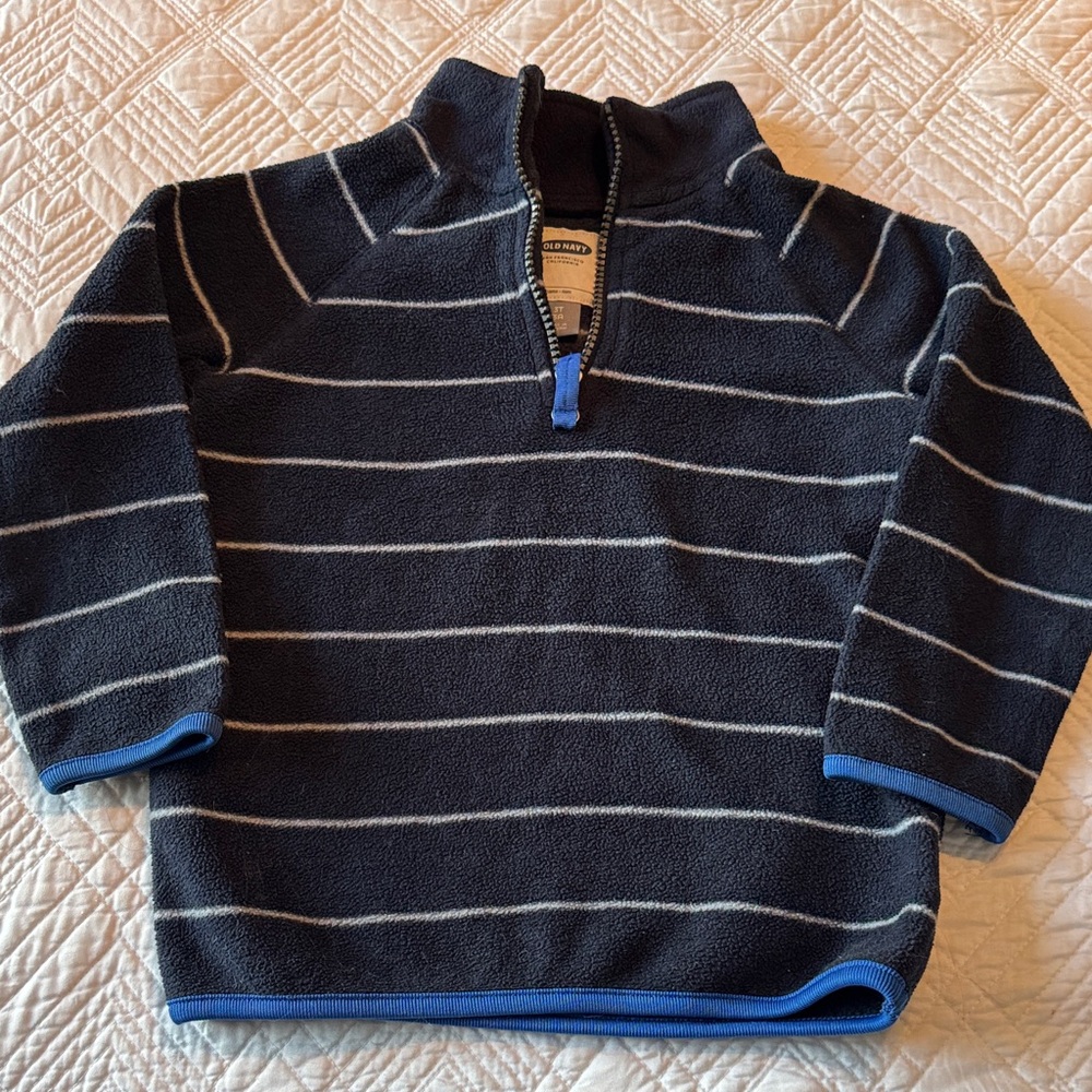 Old Navy Blue and white Striped Fleece Pullover